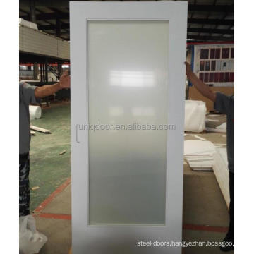 1-Lite White Primed With Dual White Laminated (Obscure) Glass Bathroom Door (Square Sticking) (1-3/4")